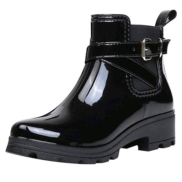 Chunky Heel Waterproof Ankle Rain Boots - Picture 1 of 9